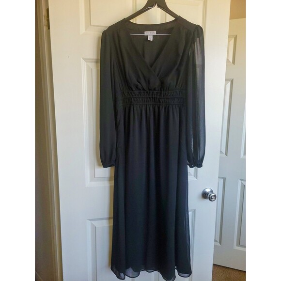Sofia Jeans Women's Black Empire Dress | Long Sleeves, Mid Calf Length | Size Sm - Picture 1 of 7